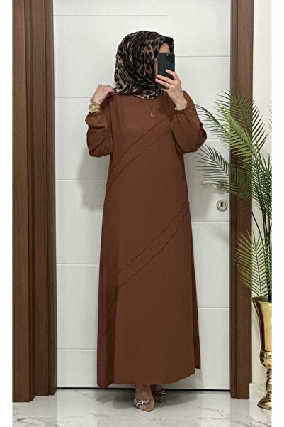 MODA ALMİRA 1986 K-85 KAHVERENGİ RENK GONCA ELBİSE