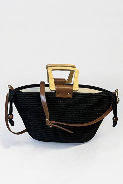 MaVaux Woody Шкіряна сумка з дерев'яною ручкою, з підкладкою з джуту, з внутр...