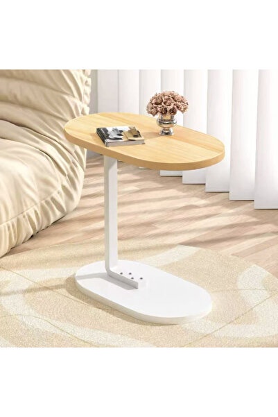 Viyogo Rectangular coffee table, MDF with metal, 45 x 59.5 x 28 cm, natural with white