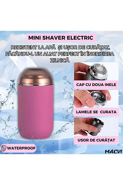 MACVI Macvi® Mini Portable Shaver, Fast and Efficient Hair Removal, USB, 60 Minute Battery Life, Pink
