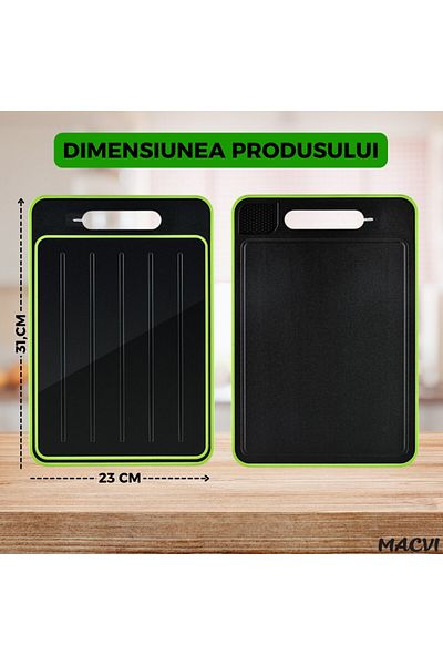 MACVI Tocator de Bucatarie 4 in 1 Macvi® pentru Dezghetare Rapida si Taiere, 31 x 21 x 1 cm