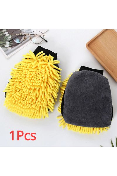 Choice Yellow Microfiber Car Wash Gloves Chenille Waterproof Mitt Soft Mesh Back Double-faced Glove Mitt Wa