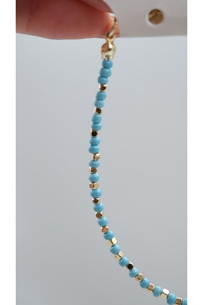 Jerie Colorful Bead Anklet with Gold Topcuk Detail