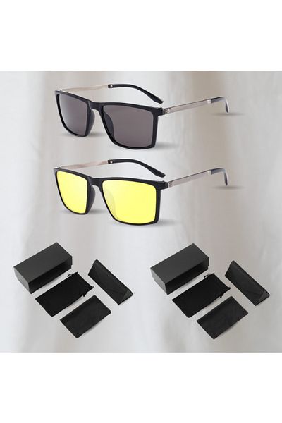 Viyogo Set ochelari polarizati noapte/zi cu husa si toc, rama PC + metal, 140 x 140 x 44 mm