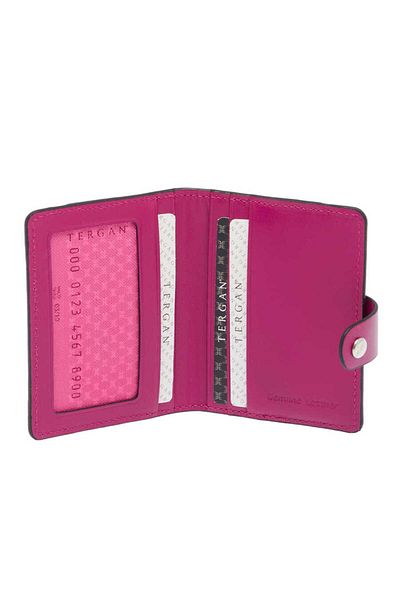 Tergan Fuchsia Genuine Leather Unisex Credit Card Holder - S1Kk00001653-J7E