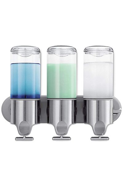 MACVI Macvi® 3-in-1 Soap, Shampoo and Conditioner Dispenser Wall Mounted, Transparent, For Bathroom