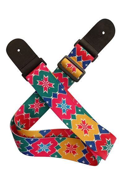 LongMoon Rj200-C3 Guitar Strap Deluxe Teal Guitar Strap with Leather Head 2 Layers