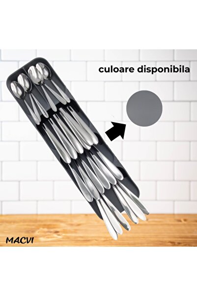 MACVI Macvi® cutlery holder compact organizer, durable material, modern design, gray color