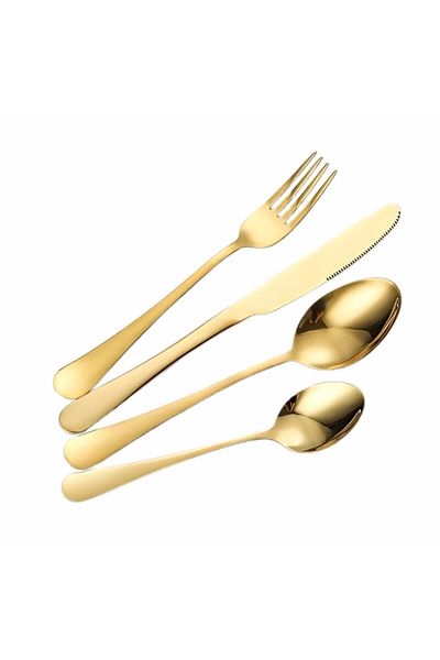 MACVI Macvi® 24-piece modern cutlery set, elegant design, stainless steel, shiny gold finish