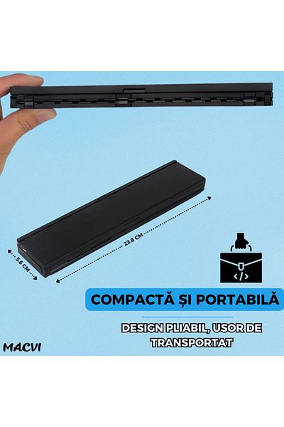 MACVI Macvi® wireless foldable Bluetooth keyboard, compact, touchpad, for tablet and laptop, black