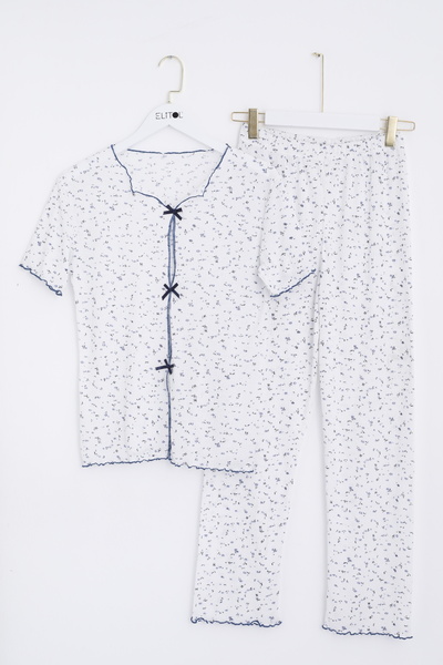 ELİTOL Raporlu Viskon Kurdeleli Pijama Takımı