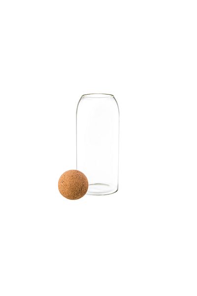 Dania Clear glass jar with cork lid, ball shape, airtight, 23 cm