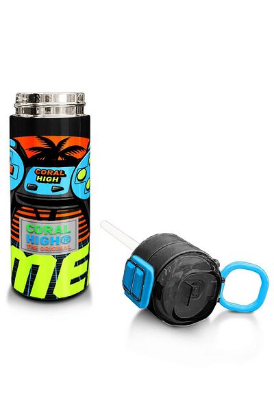 Coral High Kids Men's Patterned Straw and Direct Drinking Steel Thermos 500 ml