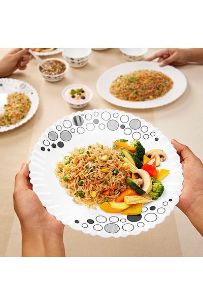 British Chef 10 Piece Luna Opalware Set, 4 Dinner Plates, 2 Side Plates, 2 Bowls, 2 Spoons Dishwasher Safe
