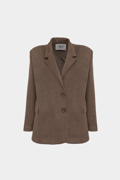 Açelya Okcu Premium Oversize Double Button Blazer Γυναικείο σουέτ μπουφάν