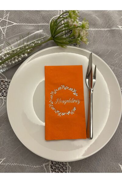 kidspartim منديل نادل ترحيب برتقالي فضي مذهّب 16 قطعة