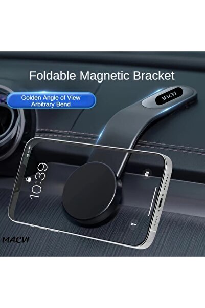 MACVI Macvi® car phone holder with flexible aluminum arm, MagSafe compatible, adhesive, black