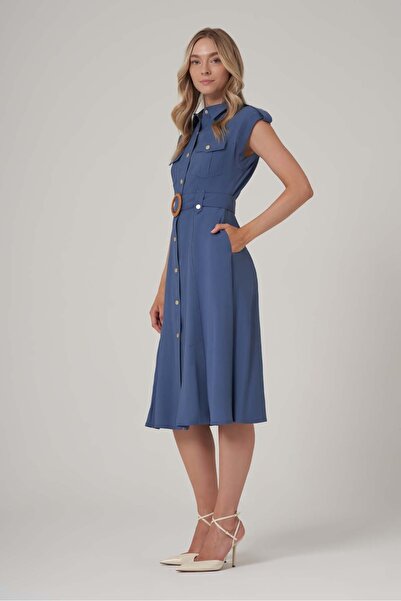 UTOPIAN Yırtmaç Detaylı Kolsuz Elbise