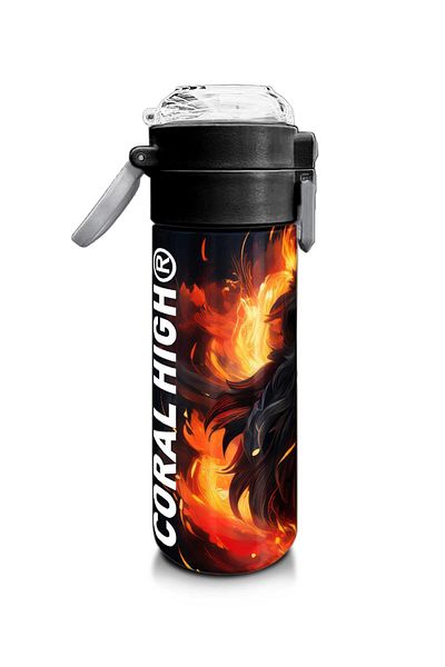 Coral High Kids Men's Patterned Straw and Direct Drinking Steel Thermos 500 ml