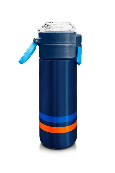Coral High Kids Men's Patterned Straw and Direct Drinking Steel Thermos 500 ml