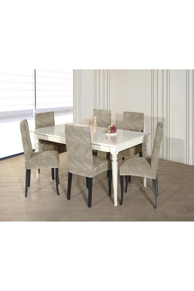 Stylish Home HUSE JAKARD PENTRU SCAUNE (6 /SET) -MILKY