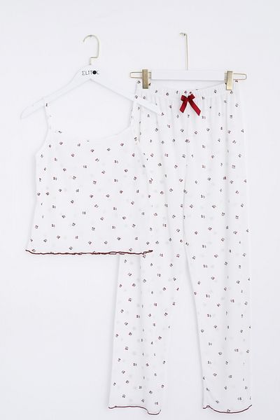 ELİTOL Reported Viscose Thin Strap Pajama Suit