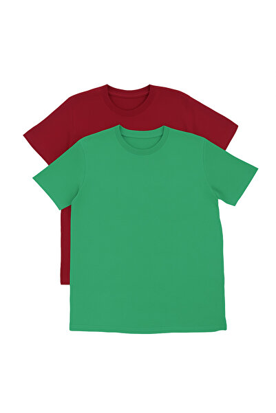 Nacar Pachet de 2 tricouri confortabile cu mânecă scurtă și gât crew pentru b...