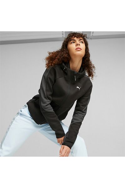 Puma Womens Evostripe Full-zip Hoodie Sweat Jacket - Black