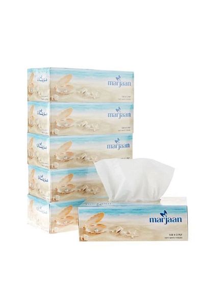 marjan Soft Facial Tissue 200 Sheets 2 Ply 5 Boxes X 6 Outer Sterilized Tissue, 30 Boxes