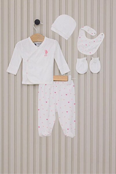 U.S. Polo Assn. U.S. Polo Assn. %100 Pamuklu Yenidoğan Kız Bebek 5 Parça Hast...