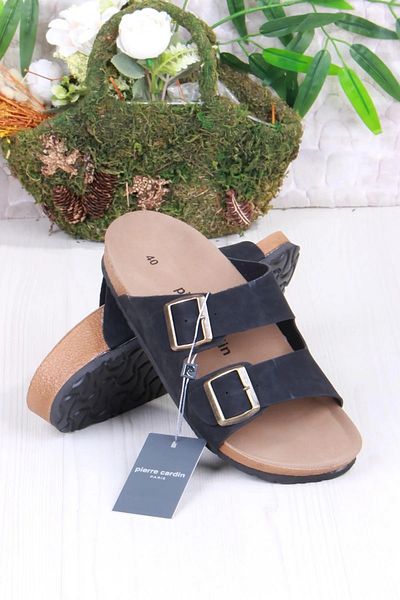 Pierre Cardin Stock Comfortable Sole Hospital Pool Sea Beach Ανδρικές Παντόφλες Μαύρες