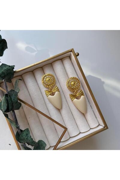 Alice İsstanbul Stoned Cream Enamel Vintage Earrings