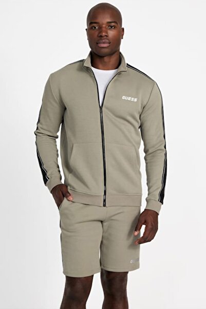 Guess Erkek Mickey Full Fermuarlı Sweatshirt - Yeşil