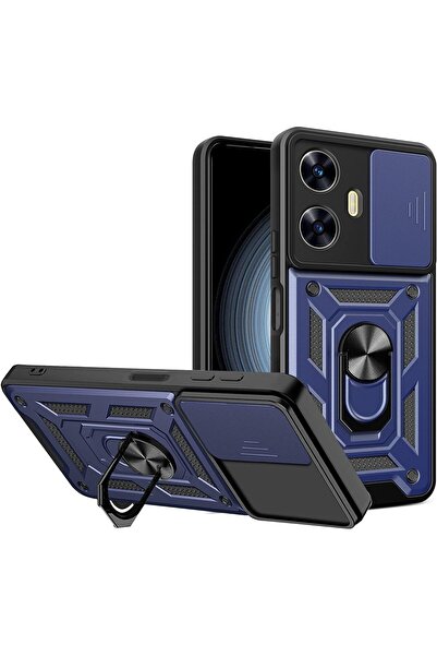 Rivor Realme C55 Uyumlu Kılıf Kamera Korumalı Sürgülü Yüzüklü Darbe Emici Zır...