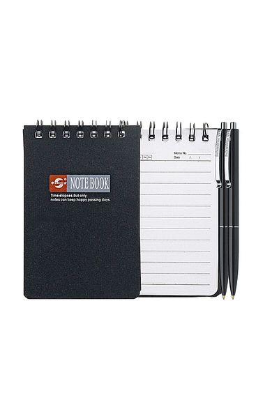 SCHNEIDER Premium Office Set - 2 Schneider Retractable Pens - Blue and 1 NoteBook