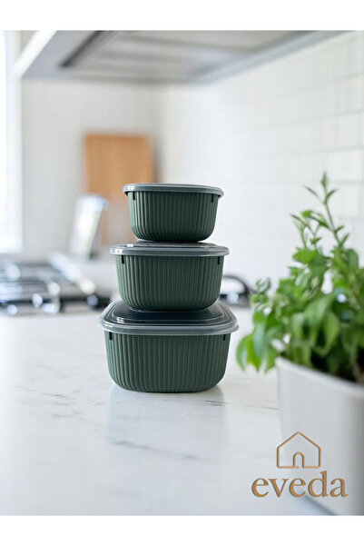 Eveda Snaplid Line Square Triple Set Green