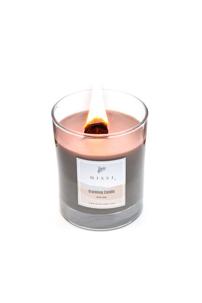 Missi Ahşap Fitilli Patchouli Kokulu Gri Craklıng Vegan Mum (çıtırtılı)