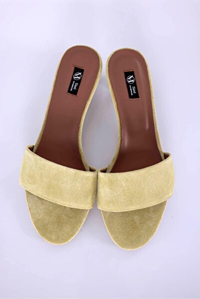 5in1Canpolat Μίνι παντόφλες με τακούνι Butter Yellow 24471