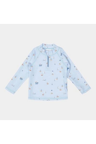 Little Dutch - Tricou cu protecție UV pentru băieți, Sailors Bay Blue, mărimea 74-80