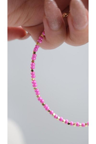 Jerie Colorful Bead Anklet with Gold Topcuk Detail