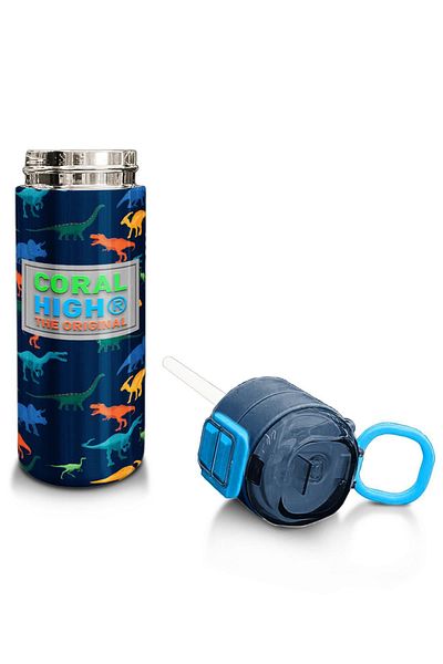Coral High Kids Men's Patterned Straw and Direct Drinking Steel Thermos 500 ml