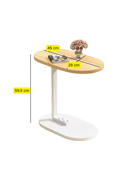 Viyogo Masuta dreptunghiulara pentru cafea, MDF cu metal, 45 x 59.5 x 28 cm, natur cu alb