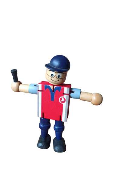Hureggo vintage havaalanı çalışanı ahşap figür oyuncak & 11 cm
