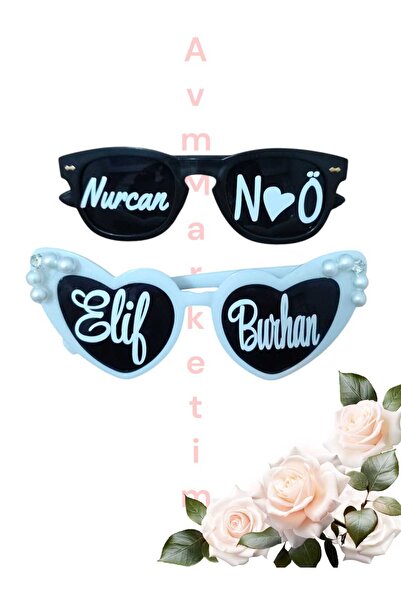 AVMmarketim Yazılı Incili Gözlük,damat Gözlüğü Seti Parti Gözlüğü Gelin Damat...