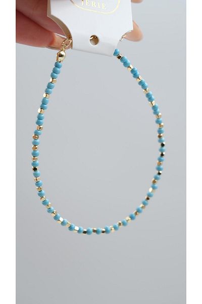 Jerie Colorful Bead Anklet with Gold Topcuk Detail
