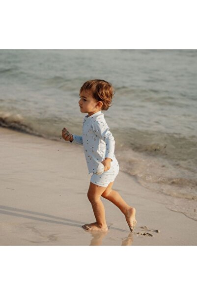 Little Dutch - Tricou cu protecție UV pentru băieți, Sailors Bay Blue, mărimea 74-80