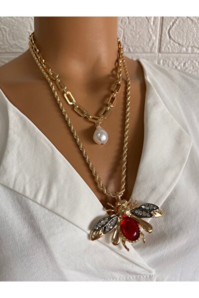 Aka Marka model çelik arılı kolye seri