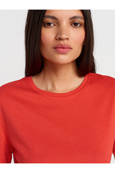 Dilvin 31791 Crew Neck T-Shirt-Red