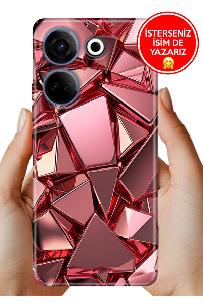 TECNO Camon 20 Pro 4G Kılıf Desenli İsimli / İsimsiz Silikon PembeDeco