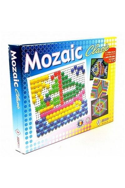 JUNO Joc Juno, Mozaic CLASIC, 300 pioneze in 8 culori, 2 table de joc